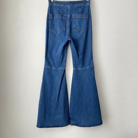 We The Free Jeans 30 Blue Flare Leg High Waist Denim FLAWED - Picture 3 of 12